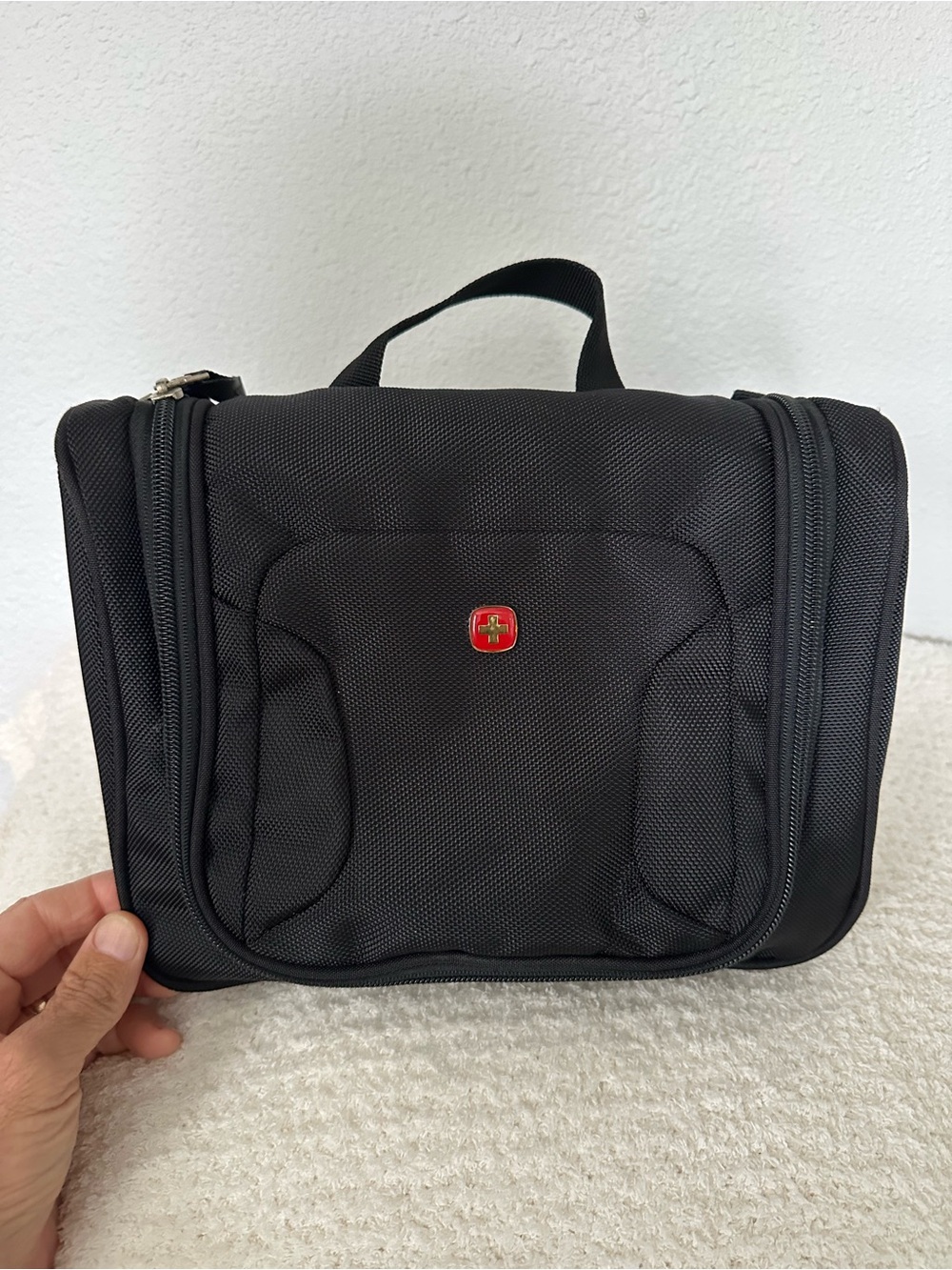 SwissGear Black Toiletry Kit with Red Logo